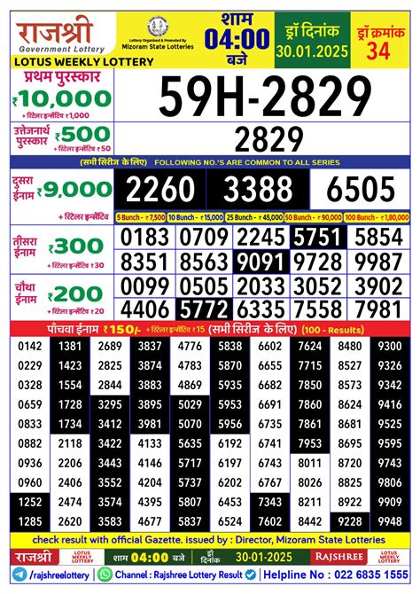 rajshree lotus weekly lottery